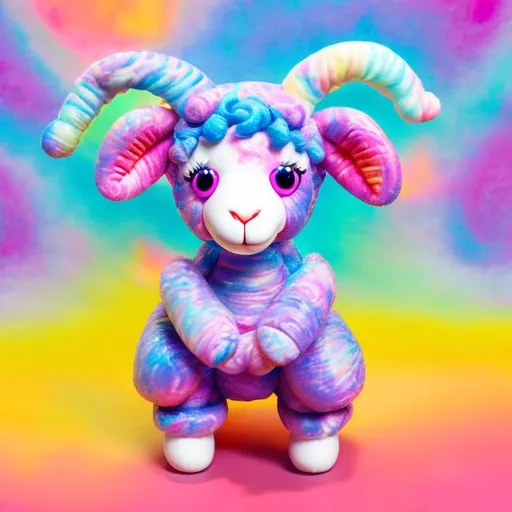 Prompt: Lamb toy in the style of Lisa frank
