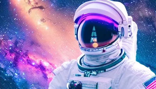 Prompt: astronaut, vaporwave, aesthetic, galaxy