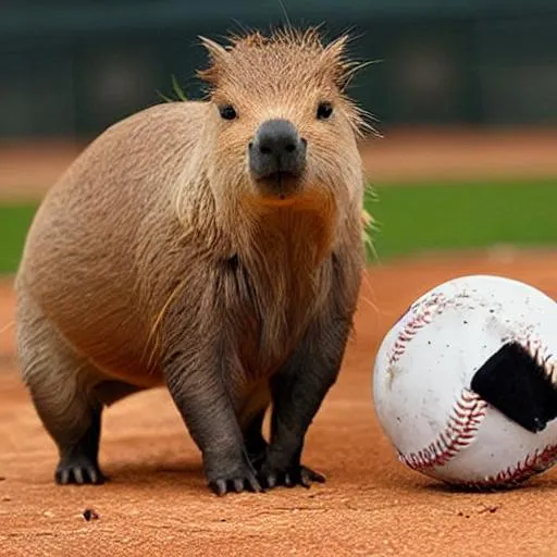 Prompt: capybara baseball