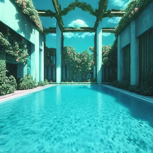 Prompt: liminal space, pools, endless pools, 90s, vaporwave, realistic, surreal 