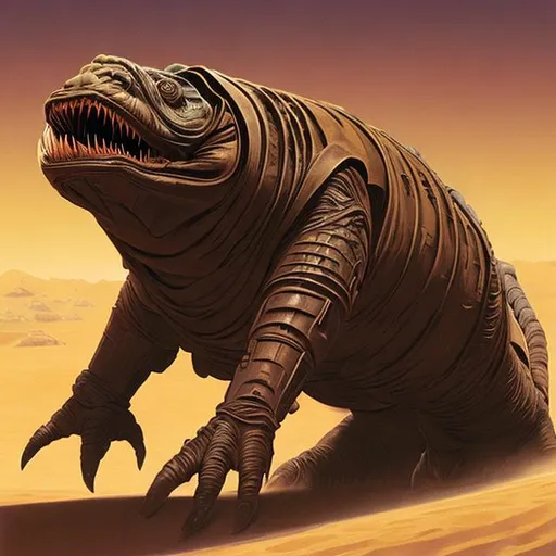 Prompt: star wars rancor, dune sandworm