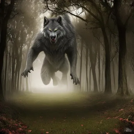 Prompt: (Fullbody)), ((Best Quality)), ((The masterpiece)), ((realistic)) ((Horror)),((a Werewolf)), ((Scary)), ((Gore)),  ((Victorian  Era , in the fog year 1880, ((the Wolfman inspiration)),((hightly detailed)), ((outstanding)), ((Cinematic )) ,((Gorgeus)), ((Ultra Realistic)), HDR.Inspired by , "The Wolfman" 