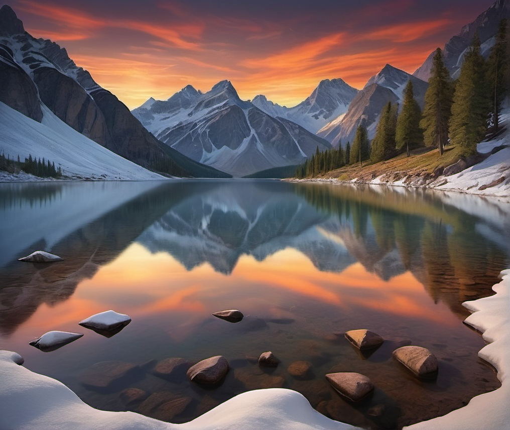 Title Mountain Majesty A Sunset SymphonyDescriptionImagine standing at the edge of a tranqu