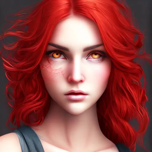 portraitgirl with red hair, beautiful, cartoon digit... | OpenArt