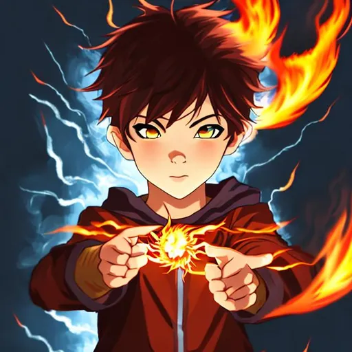 Prompt: 1boy with fire ball on hand,anime,high quality,very realistic