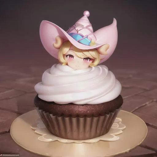 Prompt: personification of chocolate cupcake, cute hats, gorgeous female,aged 23, japanese, made out of marzipan, icing, frosting, unreal engine 5, highly detailed, digital illustration by artgerm, tooth wu, studio ghibli, deviantart, sharp focus, artstation, bakery by greg rutkowsky, sweetes