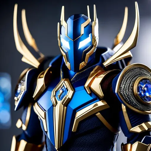 Prompt: High-resolution hyperrealistic photo of stryfe nathan-summers merged with sentry robert-reynolds, photorealistic, gold and blue and silver highly detailed, uhd, hdr, 64k