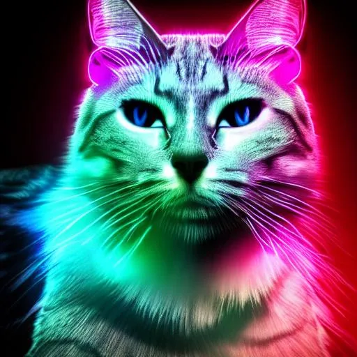 Prompt: realistic 8k neon cat