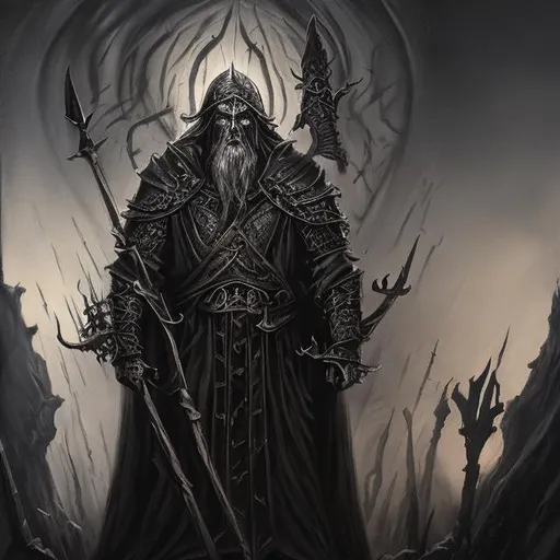 Prompt: the lord of ash, ashen one, the cidered king, the fallen one, in dark oil painting style, sombre and mysterious