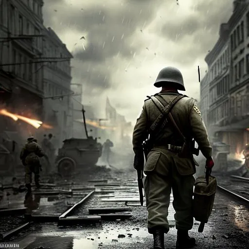 Prompt: imagine world war 2 , dark background,  war,  perfect camera shot, ultra-detailed, night, art, realistic, hyper-realistic, highly detailed, realism, 32k, photography, hdr, 1080p, cinematic, Hyperrealistic, fictional environment, mid shot, intricately detailed, colour depth, dramatic, side light, colourful background, beautifully shot, perfect composition, atmospheric, moody, natural white spotlight shining on subject. Realistic shadows