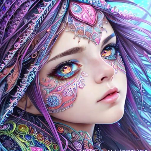 Prompt: (1 girl:1.3), (masterpiece, top quality, official art, professional work, beautiful and aesthetic:1.2), (detailed eyes, detailed mouth and lip, detailed face, detailed nose), extremely detailed, fractal art, vibrant colors, multi- colors, highest detail, zentangle, (abstract background:1.8), trending on artstation, digital painting, concept art, intricate, sharp focus, soft shadow, illustration, digital illustration, HD, UHD, 64K.