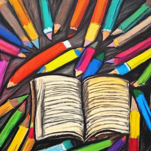 Prompt: Crayon painting of a book called  by modern artistes