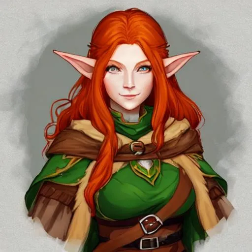 Prompt: dnd, female elf druid with ginger hair