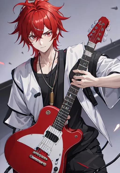 Ichigoame, anime, anime boys, bubbles, musical instrument, guitar, smoking