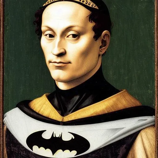 Prompt: Batman/Portrait of Doge Leonardo Loredan
by Giovanni Bellini