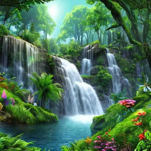 Prompt: Earth without human
realistic
forests waterfalls 
various wild animals
insects
oceans 
birds
flowers
grass
detailed 
desciptive



