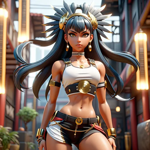 Prompt: 4k UHD unreal engine 5 anime hip hop punk Goddess Athena with perfect autonomy body shape, legs, arms, hands, feet, fingers, toes, muscular body slim with abs 