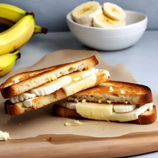 Prompt: banana cheese sandwich on toast