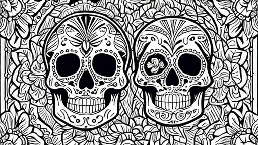Prompt:  a mexican sugar skull in talavera style, floral and natural motifs, vector lineart unshaded, ungraded, unfilled, posada style