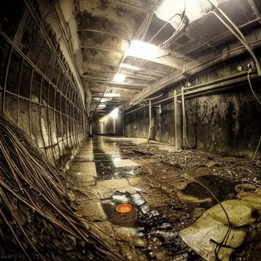 creepy world of sewers, underground, dark, mossy, we...