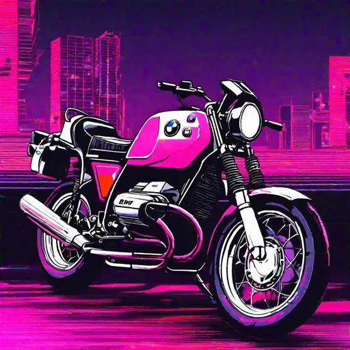 Prompt: Bmw r80, synthwave, outrun