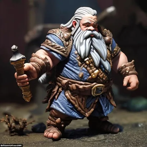 Prompt: A dwarf that uses his Hamer and liquid glass to fight in a war