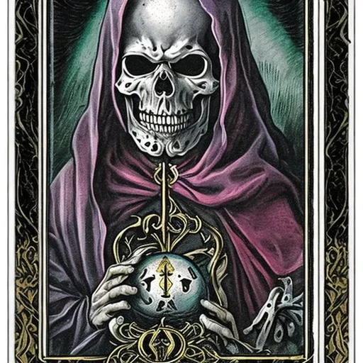 Prompt: memento mori ultra realistic tarot card