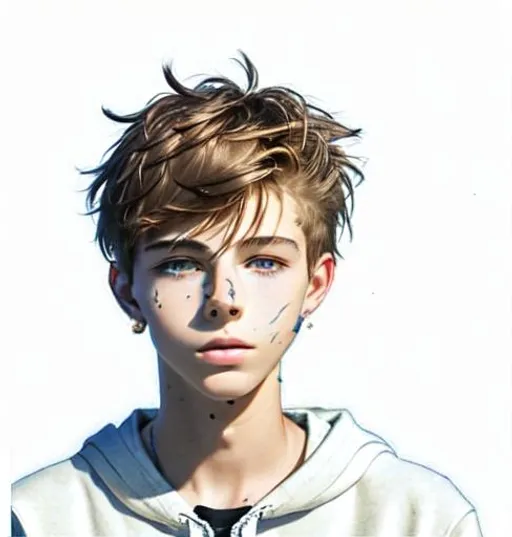 teenage boy face with hair style covering face. for avatar, social