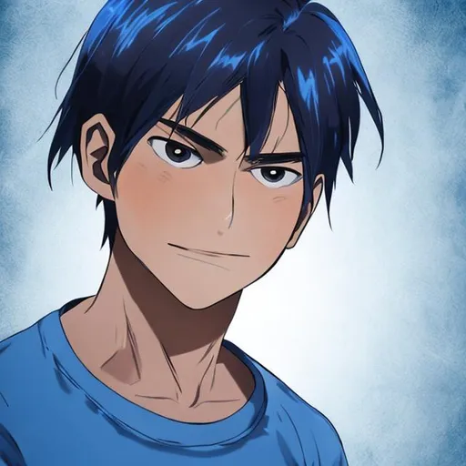Prompt: eren with blue T-shirt