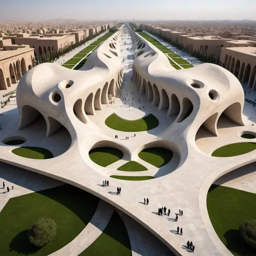 Prompt: If Naqsh-e Jahan Square was built by Zaha Hadid 