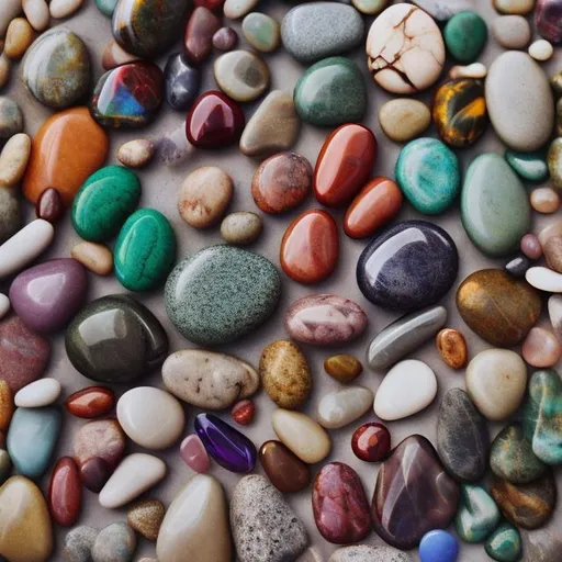 Prompt: the pebbles, stones, and gems of life within a human being