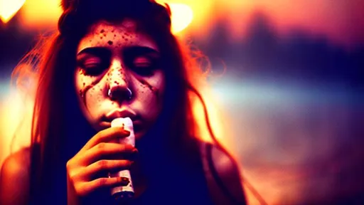 Prompt: Heart broken girl with deep eyes smoking drinking, stoned on marijuana