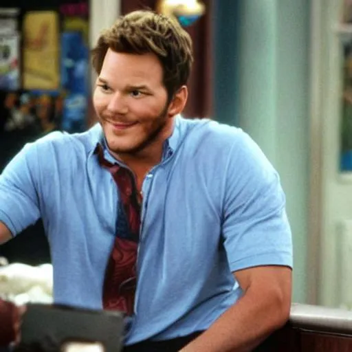 Prompt: chris pratt mario in an 90s sitcom about money laundering