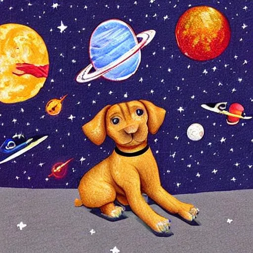 Prompt: A dog  in space 