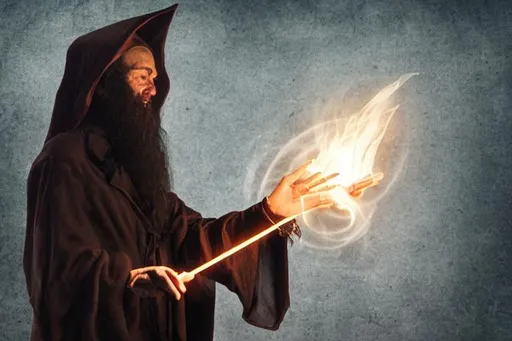 Prompt: A Wizard casting a spell