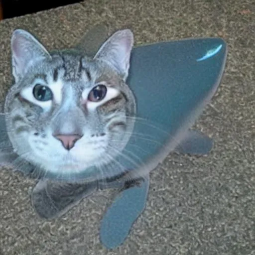 Prompt: a cat and a shark mixed