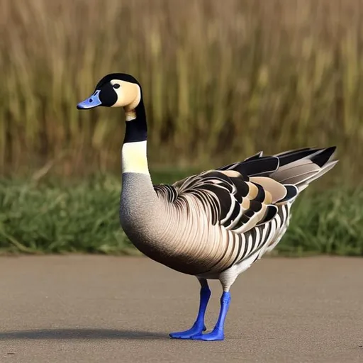 Prompt: a goose with a mohawk that looks like the flag of Ukraine