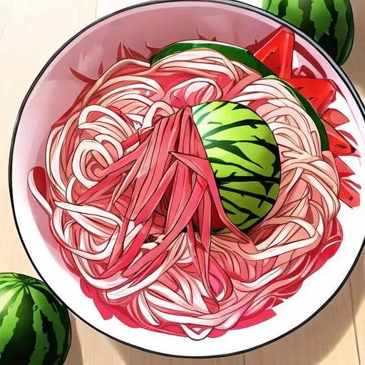 Prompt: watermelon ramen