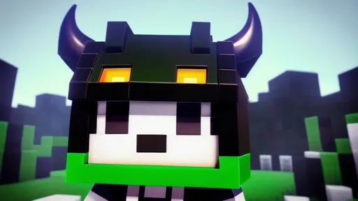 Prompt: Ranboo, Enderman, minecraft, dreamsmp, dsmp, half white, half black, green and red, green eyes, red eyes, green and red eyes, black suit, suit, black hair, yellow crown, crown, horns, black horn, white horn, black and white horns