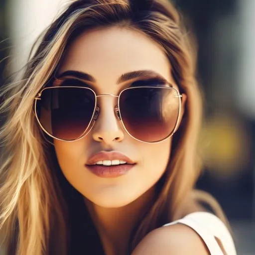 Prompt: Beautiful woman with sunglasses 