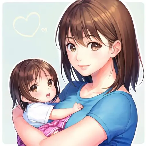 Prompt: mom with baby girl