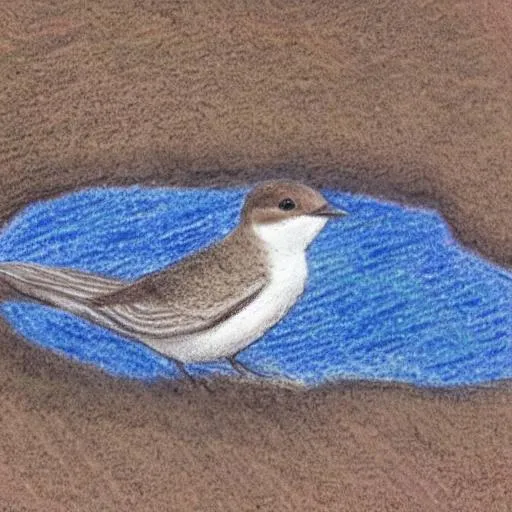 Prompt: Sand Martin drawn by a 6 year old, pastels 
