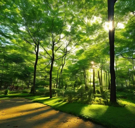 Prompt: Picture a peaceful forest with dappled sunlight filtering through the leaves. Write about the calming effect it has on you
