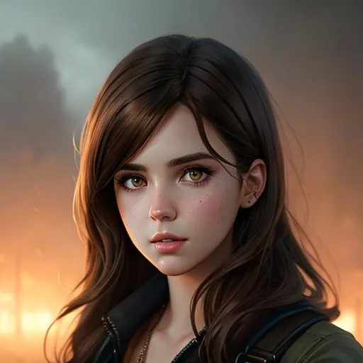 Prompt: portrait of zoey with brown hair and with cute face, zombie apocalypse, perfect composition, hyperrealistic, super detailed, 8k, high quality, trending art, trending on artstation, sharp focus, studio photo, intricate details, highly detailed, by greg rutkowski