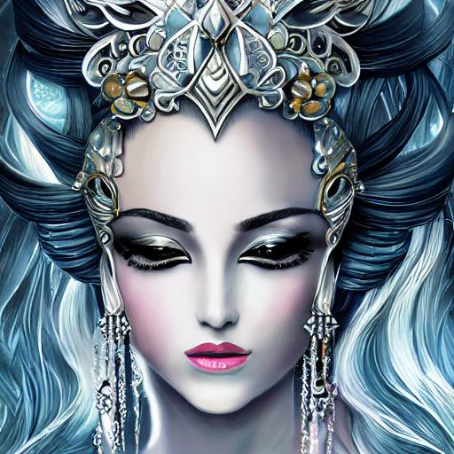 Drawing of a {light goddess} with mask}, {... OpenArt