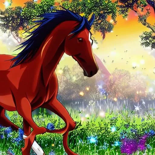Prompt: Anime horse cute animated new