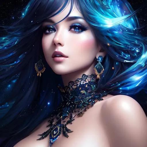 Prompt: ultra detailed artistic photography, midnight aura, night sky, detailed gorgeous face, dreamy, glowing, backlit, glamour, glimmer, shadows, oil on canvas, brush strokes, smooth, ultra high definition, 16k, unreal engine 5, ultra sharp focus, art by alberto seveso, artgerm, loish, sf, intricate artwork masterpiece, ominous, matte painting movie poster, golden ratio, trending on cgsociety, intricate, epic, trending on artstation, by artgerm, h. r. giger and beksinski, highly detailed, vibrant, production cinematic character render, ultra high quality mona lisa