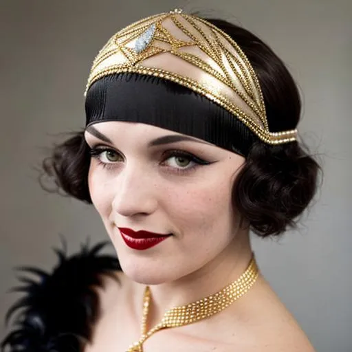 1920s Flapper with gold headpiece | OpenArt