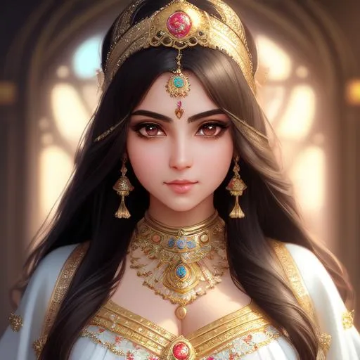 Prompt: Create a concept art portrait of a living plushie doll Princess of tenderness and beauty, with the influence of a Persian-Indian goddess. The portrait should be in ultra-realistic 888k resolution and feature dynamic lighting, hyper-detailed and intricately detailed artwork in the style of Greg Rutkowski, Artgerm, WLOP, and Alphonse Mucha. The artwork should be a splash art and trending on Artstation, utilizing triadic colors and Unreal Engine 5 volumetric lighting. The portrait should have a hyper-detailed face with clear, realistic eyes, and utilize Octane render and ray tracing for sharp focus and ultra-high definition. The plushie doll should have voluminous hair, becinematic lighting, and have large symmetrical mammaries. The portrait should feature soft, delicate features and intricate, elegant details, with an overall ultra-realistic and highly detailed style. The plushie doll should have an athletic body and high cheekbones, with a full body and face focus to showcase exceptional detail. The portrait should have an ethereal lighting and hyper-sharp focus, and be a photorealistic, detailed, and highly realistic portrayal of the character. The artwork should be ultra-realistic, featuring vibrant colors and incredibly intricate details.




