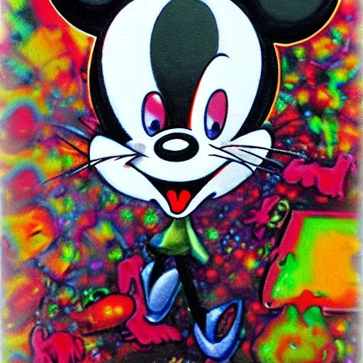 Prompt: Hungry Mikey mouse zombie realistic psychedelic 